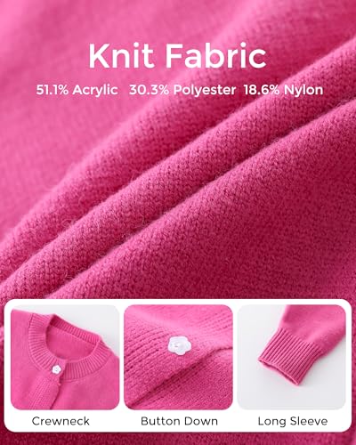 Image of Girls Cardigan Sweater School Uniforms Toddler Long Sleeve Button Knit Solid Sweaters Tops