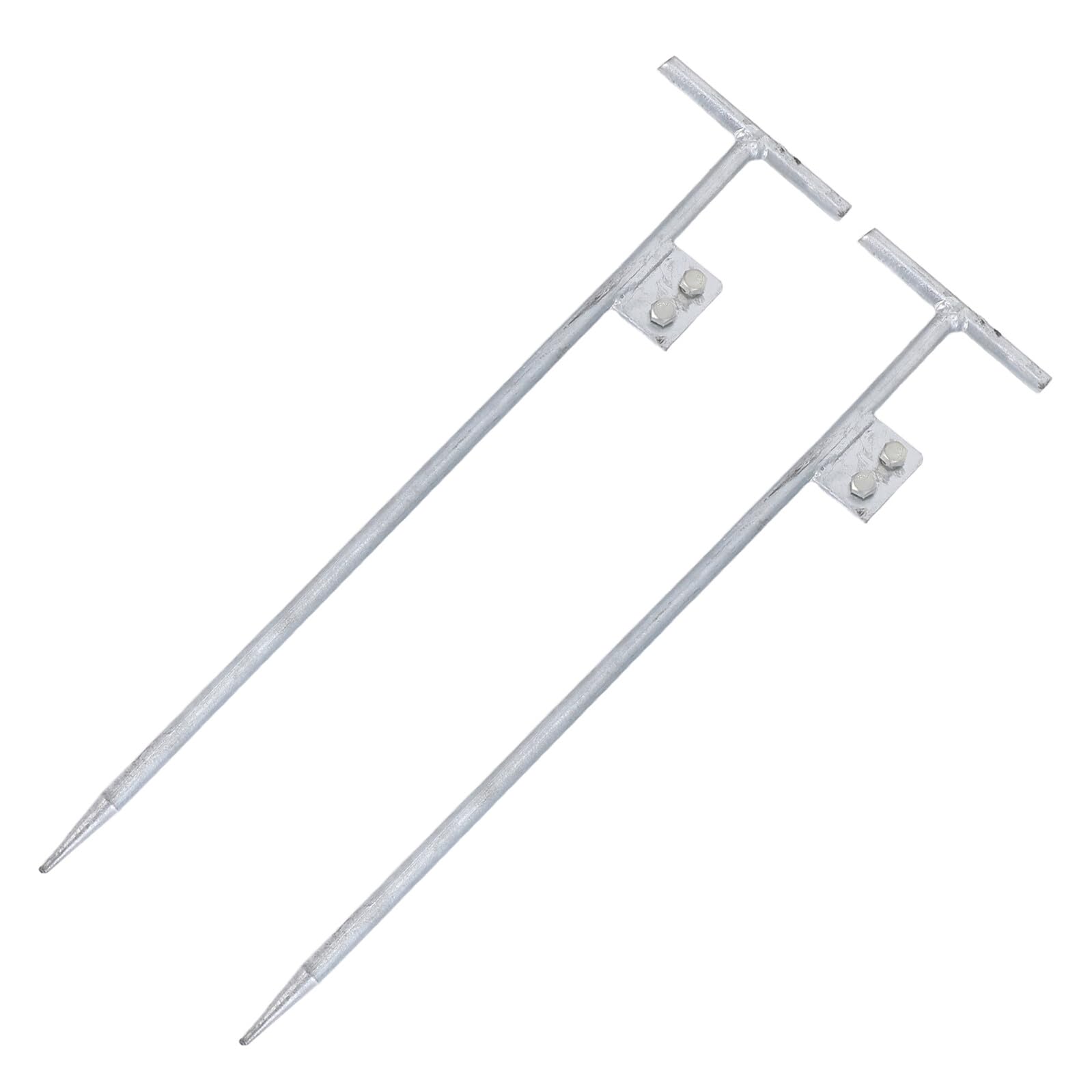 Kisangel Picchetti di Messa a Terra Zincati a T 12x500mm Set da 2, Barre di Messa a Terra Portatili in Metallo Rivestimento Anticorrosivo per Recinzioni Elettriche, Sicurezza Domestica