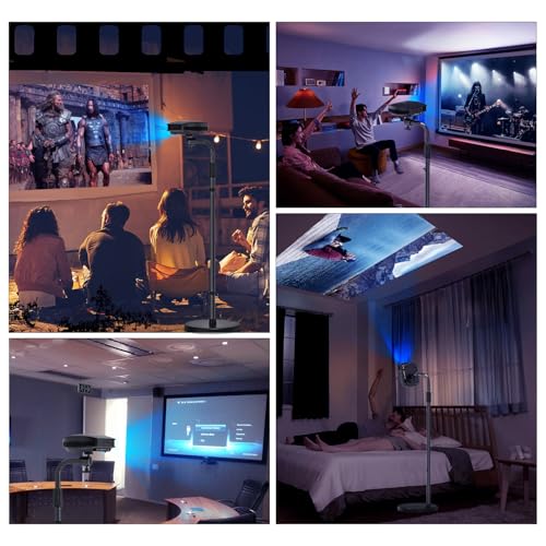 Jubor Beamer Ständer, Projektor Boden Halterung Höhenverstellbar 80-120 cm, Projektor Bodenständer 360° Schwenkbar, Decken Beamer Halterung für Heimkino, Spielzimmer, Büro