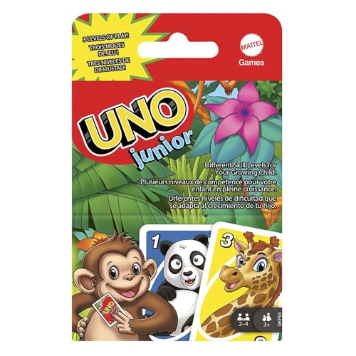 Mattel Games, Juego de Cartas UNO Junior, Juego de Mesa para