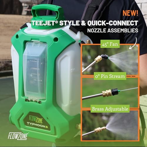 FlowZone Typhoon 3 Battery Powered Backpack Sprayer - Variable-Pressure 5-Position Electric Lawn & Garden Sprayer - 4 Gallon (Battery & Charger Included) - Image 3