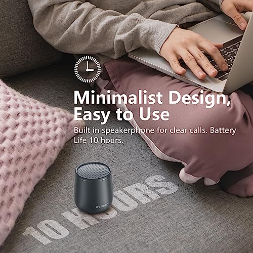 Image of INSMY Small Bluetooth Speaker, Waterproof Mini Portable Wireless Speaker, Punchy Bass Rich Audio Stereo Pairing, Handheld Pocket Size Built in Mic for Hiking Biking Gift Laptop Tablet (Gray)