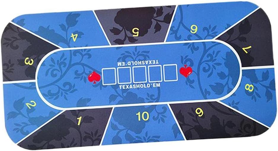 -Slip Poker Table Pad 180x90cm - High Elastic Table Top Mat for Home Casino Gaming - Roll Up Easily for Portability - Blue