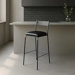 Banquetas Altas para Balcão Bistrô Bancada Reforçadas em Aço Conforto (Preto)