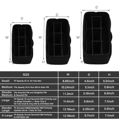 ZTUJO Purse Organizer Insert, Felt Bag Organizer For Handbag, 13 Colors, 6 Sizes (Small, Black)