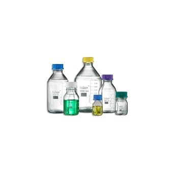 Benchmark Scientific B3000-100-B Hybex Borosilicate Glass Media Storage Bottle, 100 mL with Standard, Blue Cap Pack of 10