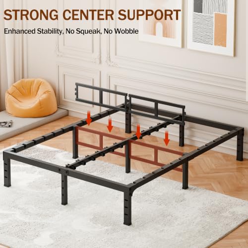 Image of FUIOBYVV King Bed Frames,18 Inch Heavy Duty Metal Platform Bed Frame King Size Support Up to 3500 lbs with Headboard Compatible,No Box Spring Needed,Steel Slat Support,Noise Free,Easy Assembly
