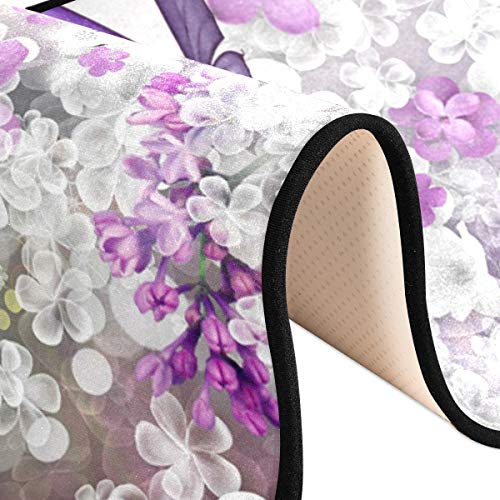 Butterflies Flowers Purple Kitchen Rugs Non-Slip Soft Doormats Bath Carpet Floor Runner Area Rugs For Home Dining Living Room Bedroom 72" X 24" #TOP6