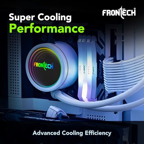 Image of Frontech AIO CPU Cooler with Heatsink | 240mm ARGB Liquid Cooler | Dual 120mm PWM Fans up to 1800 RPM | Copper Cold Plate | Intel LGA 1700 /1200 & AMD AM4 /AM5 | 1 Year Warranty (CPF-0009)