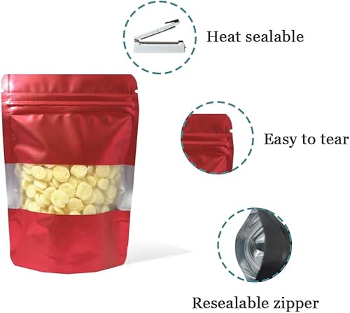 Miniatura 10 de PABCK Bolsas de papel de aluminio resellables de 3.9 x 5.9 pulgadas, color azul esmerilado, con sellado térmico para ventana, paquete de 50 unidades