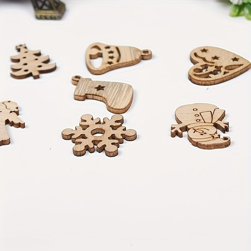 Miniatura 7 de Juego de 50 adornos colgantes clásicos de Navidad, Papá Noel, muñeco de nieve, reno, árbol de Navidad, copos de nieve y más diseños para decoración