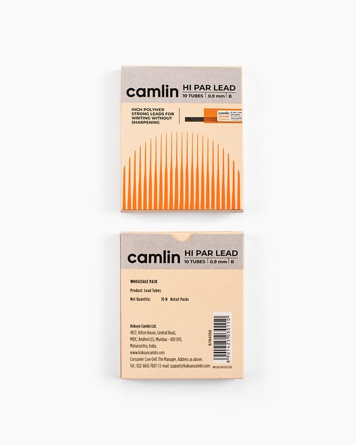 Image of Camel 0.9 mm Hi-Par Pencil Lead Black (Pack of 10) | 0.9mm Smooth & Dark Leads for Writing, Sketching & Exams | Break-Resistant, High Precision Refills (0.9MM)