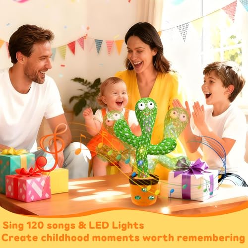 Image of Hunfur (Rechargeable) Dancing Mimicking Talking Cactus Toy,Funny Gift for Baby Infant 6-12 12-18 Months,Singing Record Repeat What You Say Toys for Toddler 1 2 3 Year Old Boy Girl