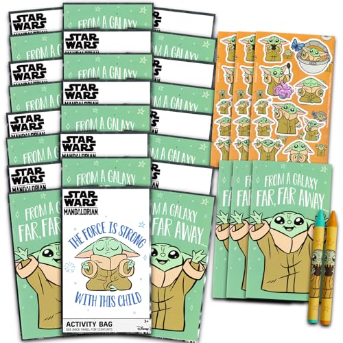 Baby Yoda Mini-Geburtstagsparty-Set, Paket mit 24 Star Wars The Mandalorian Spielpackungen, Mini-Malbücher (Baby Yoda Grogu Partyzubehör)