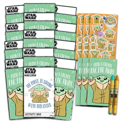 Baby Yoda Mini-Geburtstagsparty-Set, Paket mit 24 Star Wars The Mandalorian Spielpackungen, Mini-Malbücher (Baby Yoda Grogu Partyzubehör)