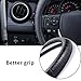 Fms Genuine Leather Car Steering Wheel Cover Universal 15.5 Inch Automotive Interior Accessories-Black, Durable, Breathable, Anti Slip, Odorless