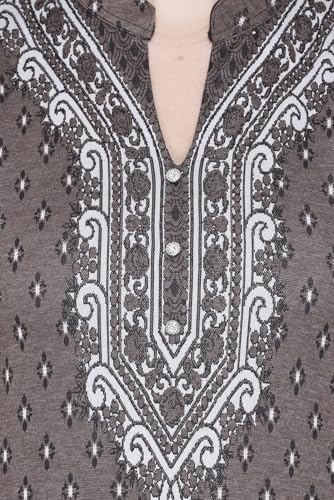 Image of Rosary Women's Winter Woolen Kurti Jacquard Straight Fit Ethnic Wear with 2 Side Pockets