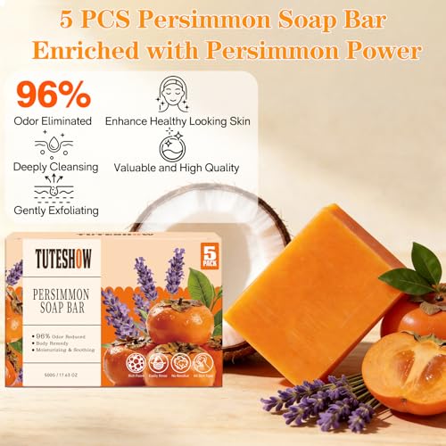 Persimmon Soap Bar for Old People Smell, with Green Tea Odor Eliminator