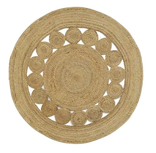Tapis rond en jute naturelle ajourée AubryGaspard haut de gamme