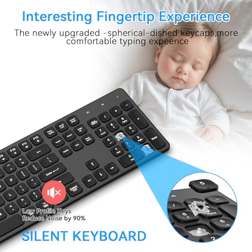 Image of Rechargeable Wireless Keyboard for Mac and Windows, Ultra Slim 2.4GHz Full-Size Keyboard with Low-Profile Quiet Keys, Compatible with PC, Laptop, Windows 11 /10 /8 /7 (Black)