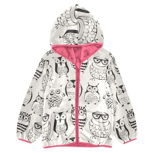 OTVEE Cute Hipster Owls Birds Kids Hoodie Jacket Fall Spring Full Zip Warm Outwear Coat