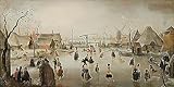 MiguOo Poster Wandkunst Wandkunst Bilder Ölgemälde Eislaufen in einem Dorf von Hendrick Avercamp für Wanddekoration 60x90cm