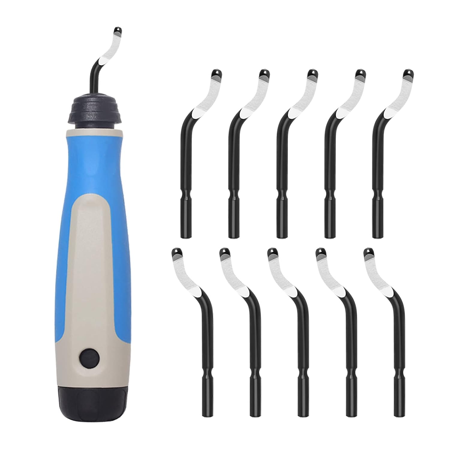 Deburring Tool with 11 High Speed Steel BS1010 Rotary Burr Removal Blades - Askwhy 3D Print and PVC Tube Pipe Deburr - Debur Metal Hand Extractor-Aluminum Copper Plastic Deburr (Blue & White)