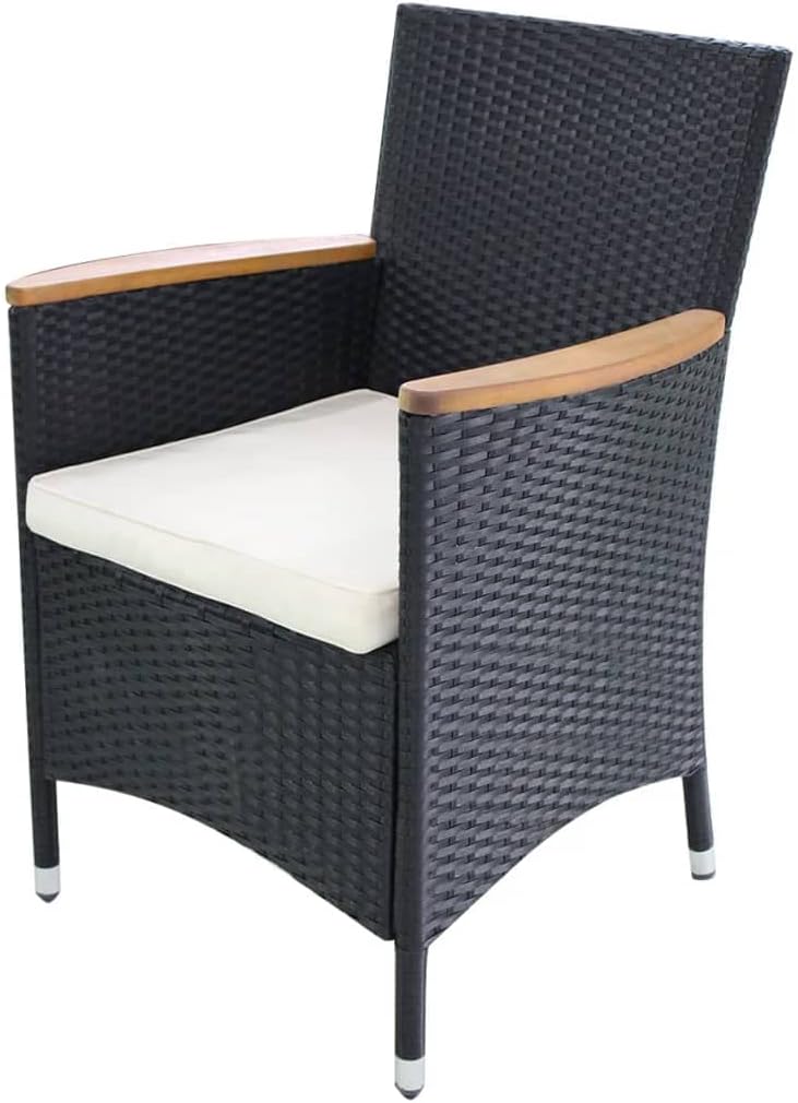 vidaXL Garden Chair Set of 2 Black, Cream White