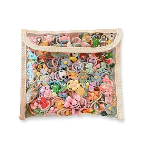 Targonix Lot de 100 élastiques à cheveux colorés pour fille avec petits pendentifs - Élastiques...