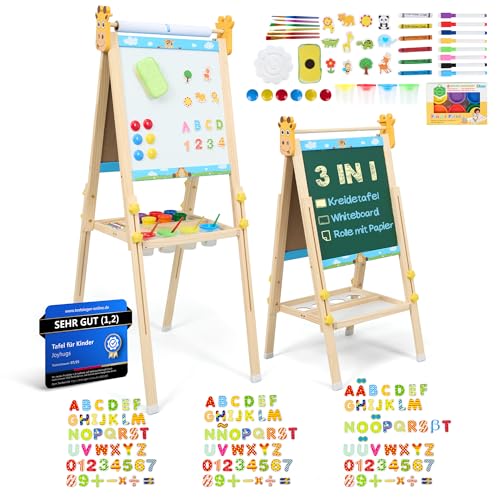 JOYHUGS Magnettafel Kinder Holz – Staffelei Kinder 3-in...