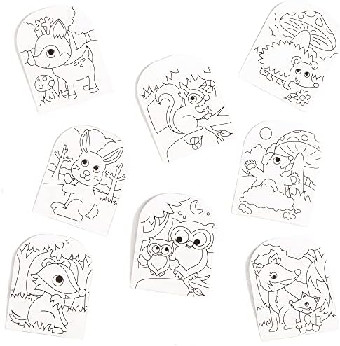 Baker Ross AR618 Woodland Animal Colour-in Snow Globes Value Pack  Creative Art and Craft Supplies for Kids to Make, Personalise and Decorate (Pack of 4), Assorted