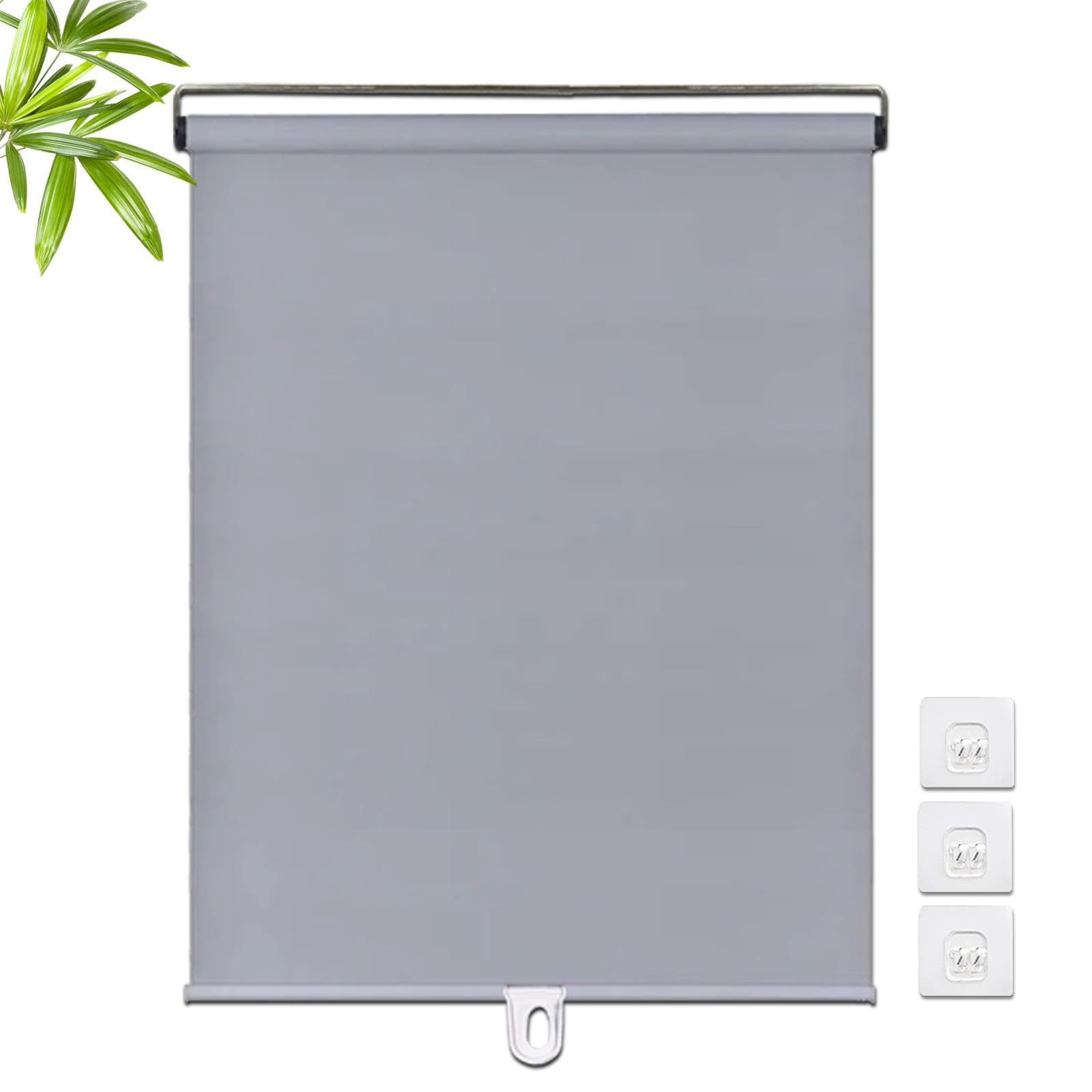Blackout Roller Blinds No Drilling,Indoor Sunscreen Roller Shades 35-150cm Wide,Portable Retractable Curtains for Bedroom,Balcony,Anti-UV Insulation Privacy Windows Blind,Grey-90x150cm(35.4x59in)