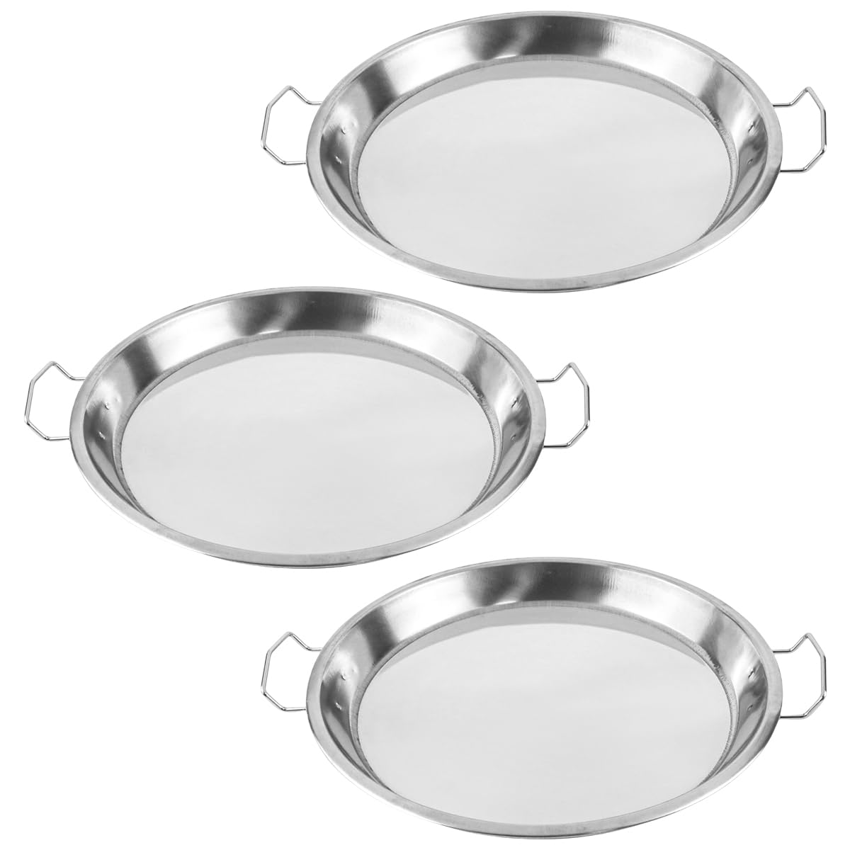 3Pcs 9 Inch Stainless Steel Steaming Tray Cold Noodle Plate Steamed Rice Tray Chinese Liangpi Steamer Pan Round Dinner Plate Fruit Serving Dish?Silver?