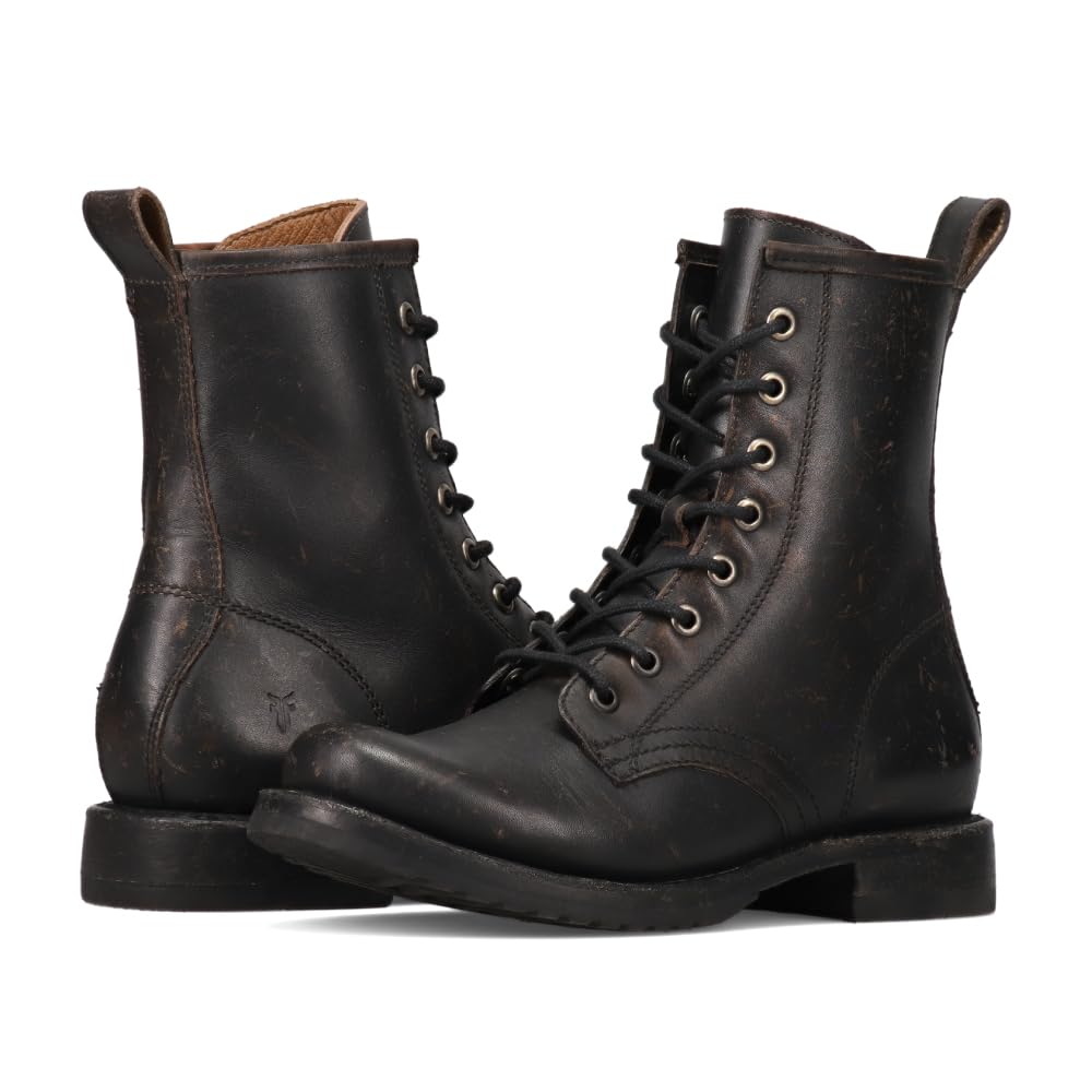 Frye Veronica Women’s Combat Boots Crafted from Hand-Burnished Vintage Italian Leather with Genuine Stitch-Down Welt Construction and Leather Lining – 6 ¾” Shaft Height