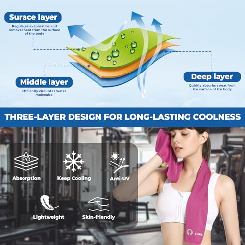 Sukeen 4 Pack Cooling Towels (40"x 12"), Cool Towels for Neck, Sport Sweat Rag for Gym, Cooling Rag, Cooling Towel for Yoga, Golf, Camping, Running, Workout, Camping, Fitness - image 2