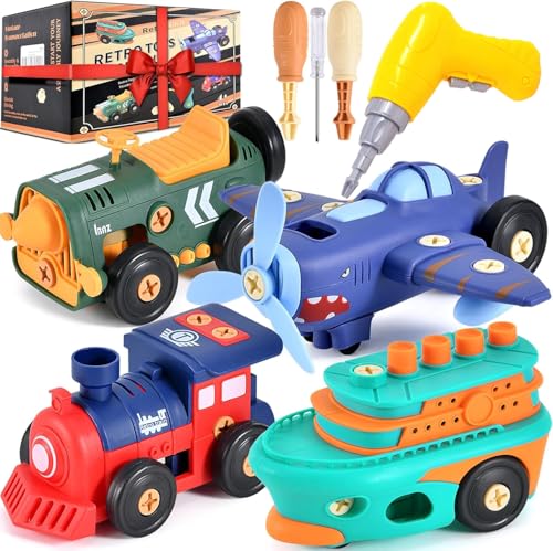 STEM Take Apart Toys for Boys Age 3-5 Electric Building Toys Car with Motor & Drill | Educational Construction Set for Preschool Kindergarten | Best Birthday Gift for Kids 4-8