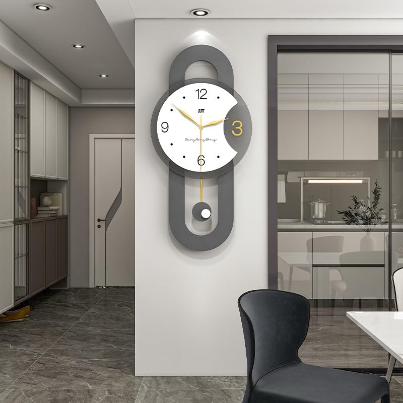 Moderno reloj de pared grande con péndulo, funciona con pilas, reloj decorativo silencioso para sala de estar, oficina en casa, fácil de leer