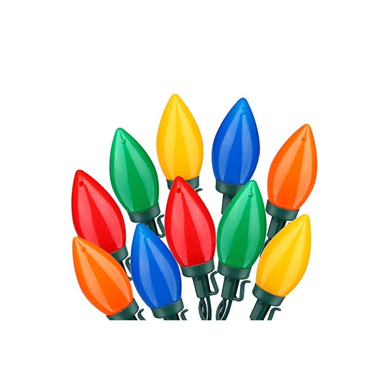 HAYATA Multi Color C9 Big Bulbs Classic Christmas Lights 50 LED 32ft Indoor Outdoor Home Yard Xmas Tree Decorations (Multi Color - 50LED)