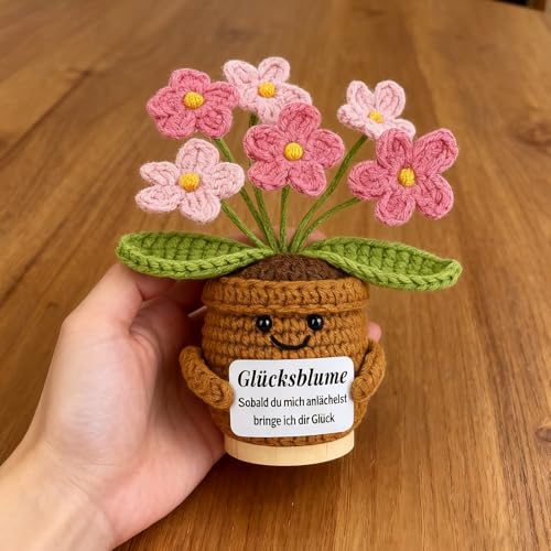ARONRAVE Pocket Hug Glücksbringer Gestrickte Blumen Mutmacher Geschenk Positive Kartoffel Geburtstagsgeschenk Muttertagsgeschenk Weihnachten Geschenke für Mama Geschenk