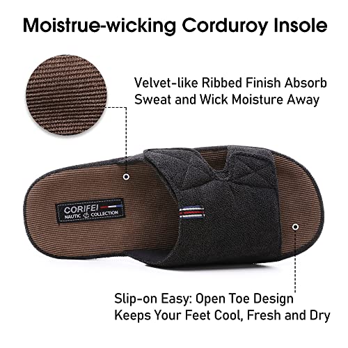 Image of House Slippers for Men Open Toe with Low Arch Support Rubber Sole