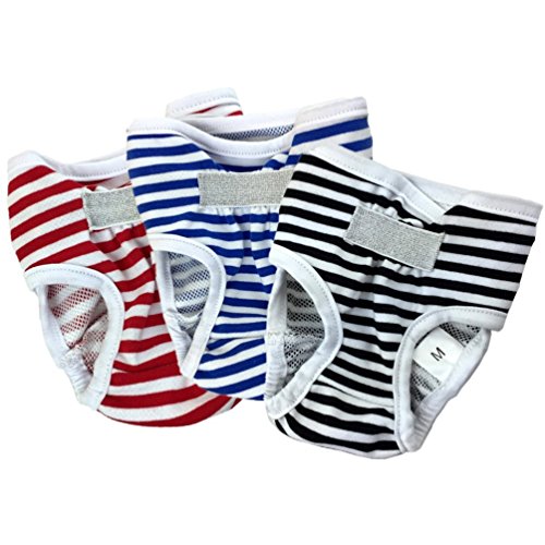 E-Kauf 3er Pack waschbar Schutzhose Hygieneunterhose aus Baumwolle für Hündin (M)