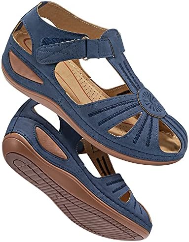 DUOYANGJIASHA Women Summer Sandals Beach Wedge Sandals Bohemia Flip-Flop Ankle Strap Causal Comfortable Round Toe Gladiator Outdoor Shoes