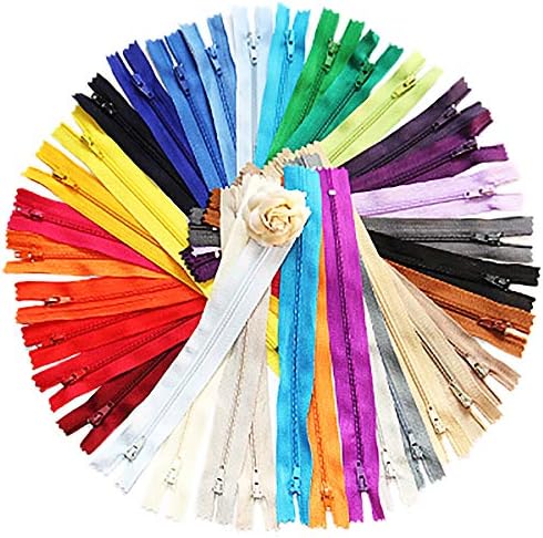 Mcree 50-Pack Nylon Coil Zippers Bulk, Closed End for Tailor Sewing Crafts 25 Colors Nylon Zippers, 25 Colors (16 inch)