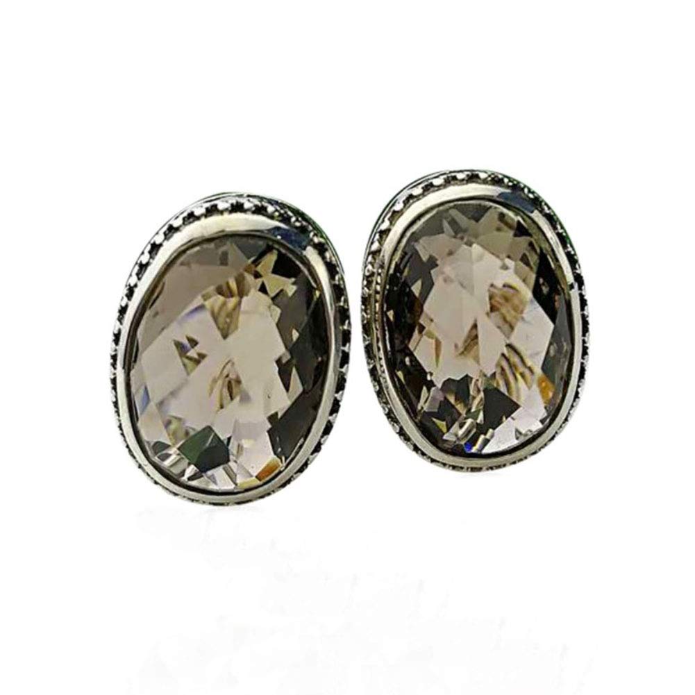 Pendientes de plata 925 con cuarzo ahumado de diseño coreano MIYUAN 8