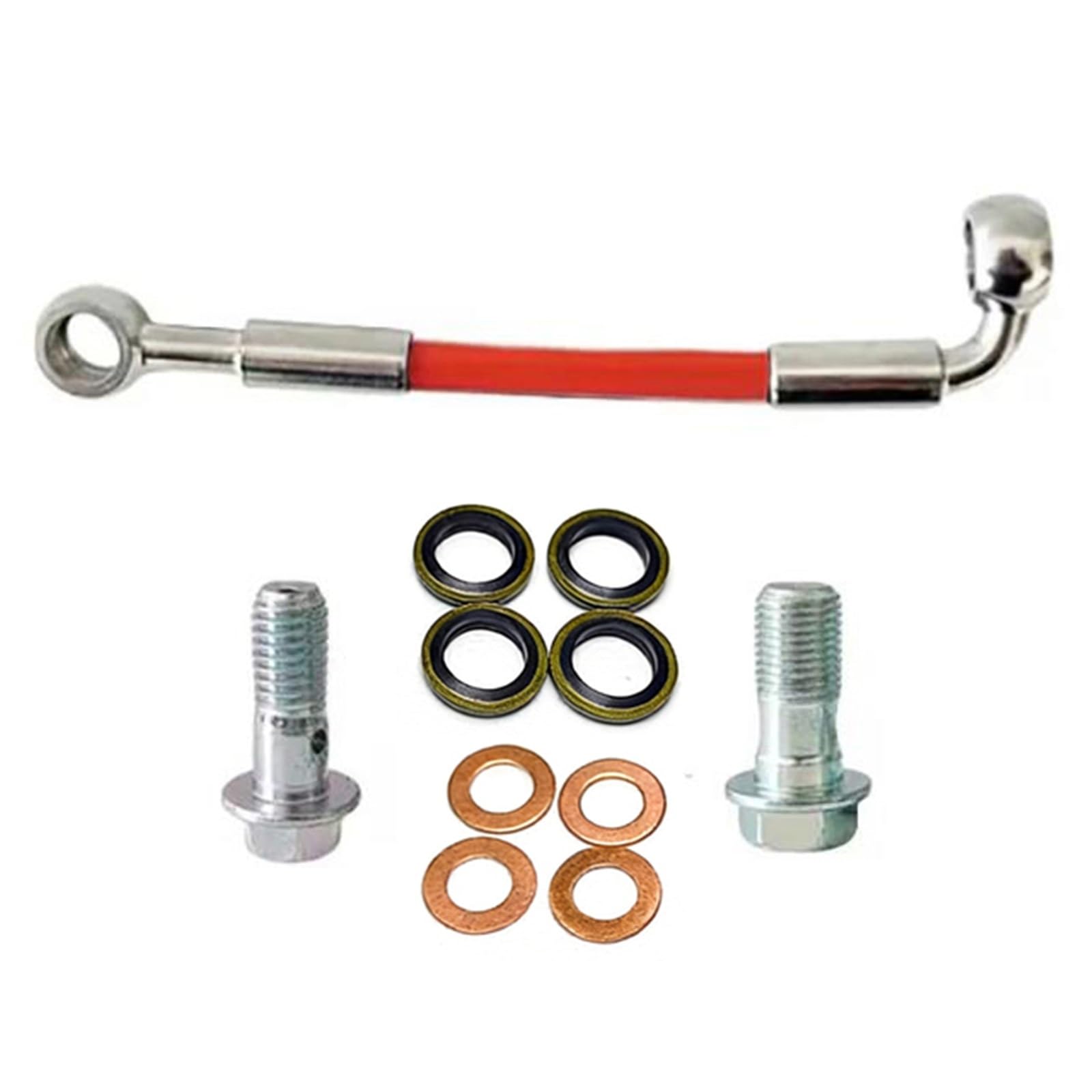 Motorbike Brake Line Motorcycle M8/M10 Banjo Hydraulic Brake Clutch Hose 10cm-500cm Stainless Steel Braided Oil Pipe 0°-90° Accessories(130cm)
