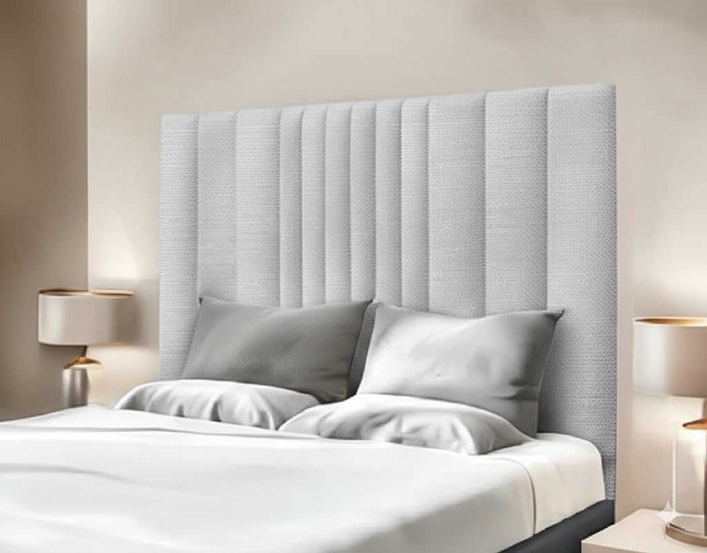 Luxury Soft Plush Fabric Headboards for Beds Bedroom & Hotel Furniture (Silver, 4ft6 Double)