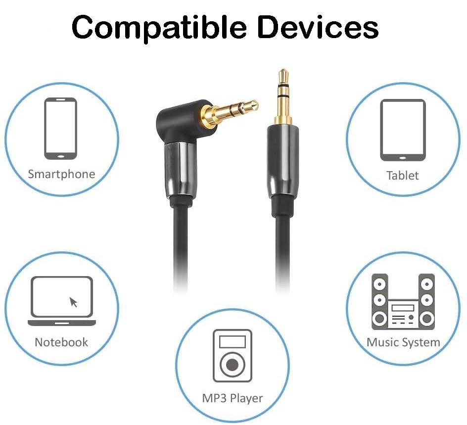 Cable 3.5mm AUX macho a macho 3FT compatible con marcas de audio miniatura 3