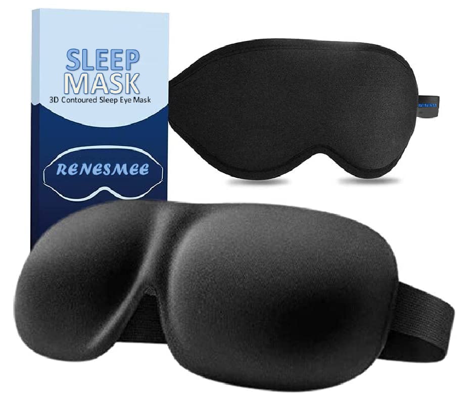 Renesmee Fabric Sleep Eye Mask For Men Women, 3D Contoured Blackout Eye Mask For Sleeping, Soft Comfort Eye Shade Cover Night Sleeping, Travel, Nap, Ultimate Sleeping Aid Blindfold (Black) (B0BMXQX177) Amazon Price History, Amazon Price Tracker