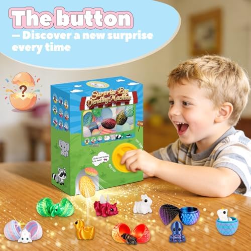 Prefilled Easter Eggs - 24Pcs 3D Printed Surprise Eggs with 3D Animals Toys Capsule Vending Machine Toy Easter Eggs Filled Gifts for Boys Girls Kids - 1