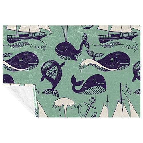 Couverture baleine 150x100 cm douce et chaude pour lit et canapé